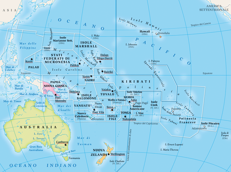 Cartina Oceania